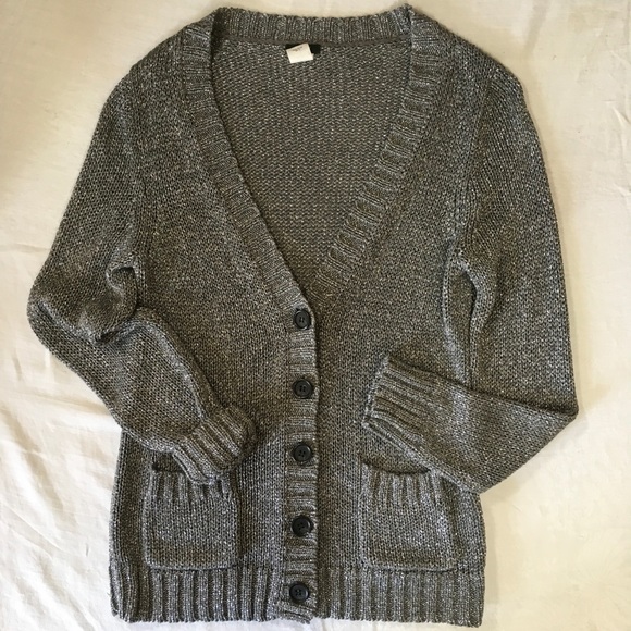 J Crew Metallic Silver Boyfriend Cardigan Size M - Picture 2 of 8